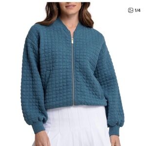 Southern Tide Teal Quilted Bomber Jacket